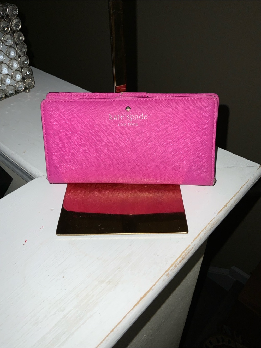 kate spade Hot Pink Saffiano Leather Continental Wallet